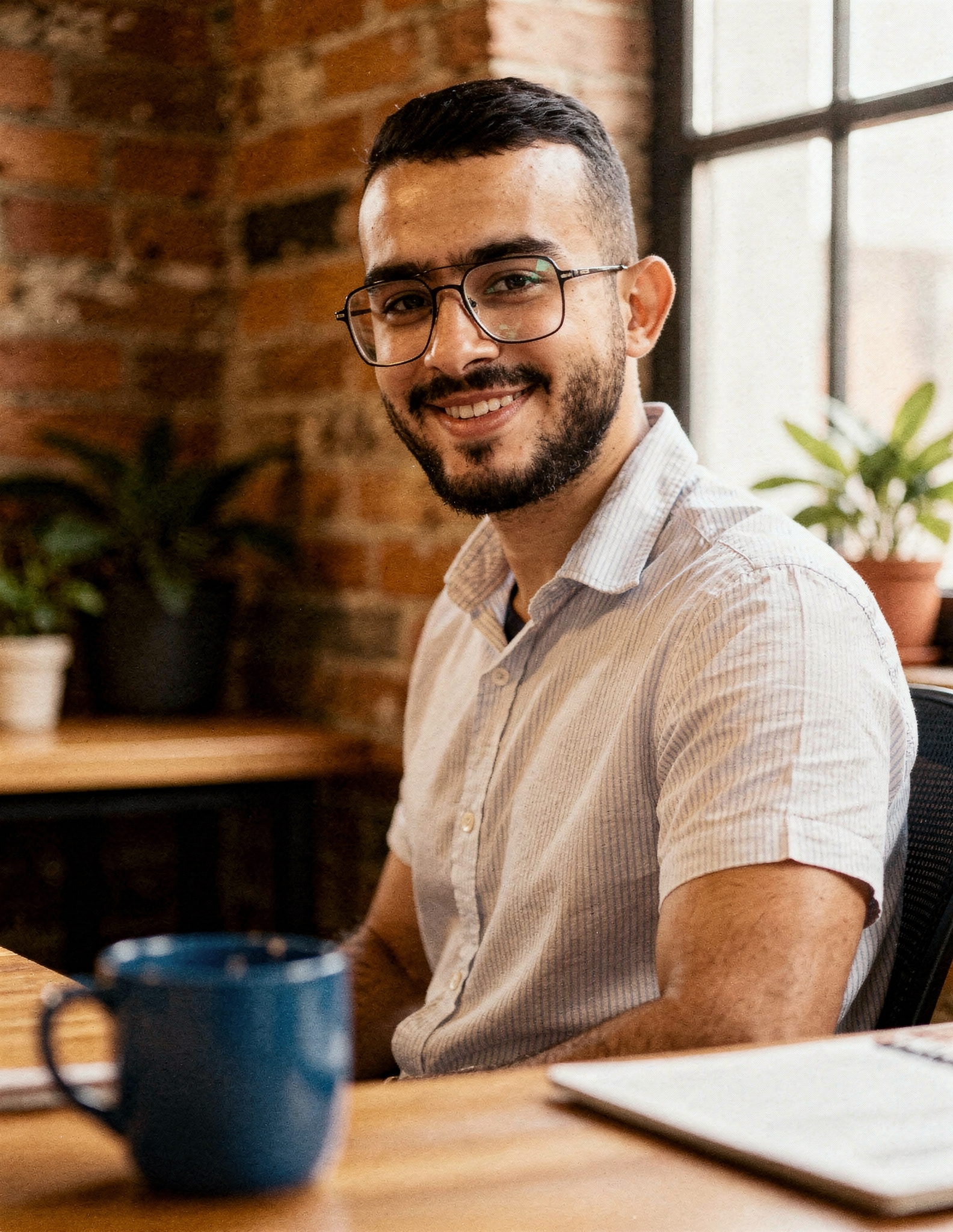 Faycal, Data Scientist senior chez ViA-Nous, à son bureau.